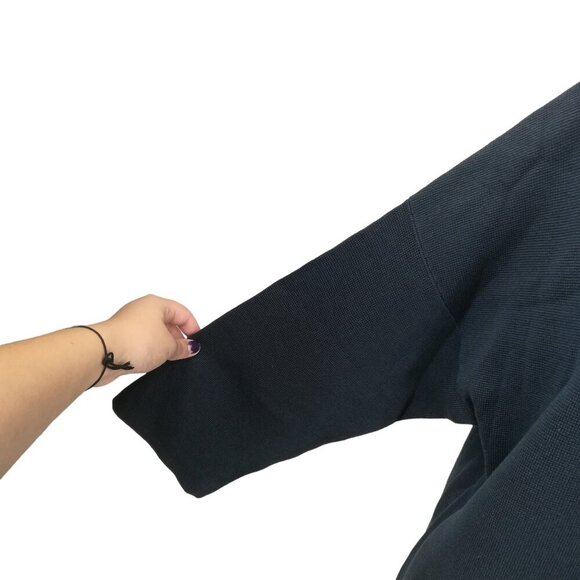 Eileen Fisher Long Sleeve Scoop Neck Silk Cotton Sweater Tunic Dress Size L Blue - Picture 4 of 12